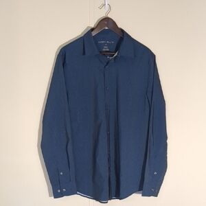 Perry Ellis Men's Blue Geometric Design Button Down Shirt